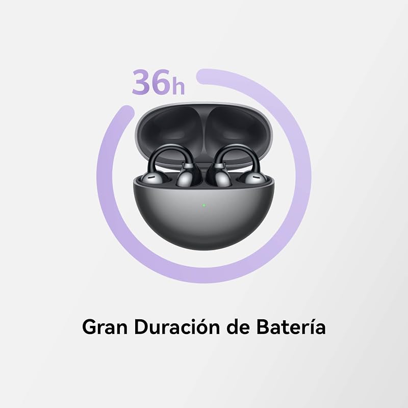 Huawei freeclip, fones de ouvido bluetooth sem fio, clipe inovador, ouvido aberto, bateria de longa duração, cancelamento de ruído em chamadas ai, resistência ip54 a poeira e respingos de água, preto