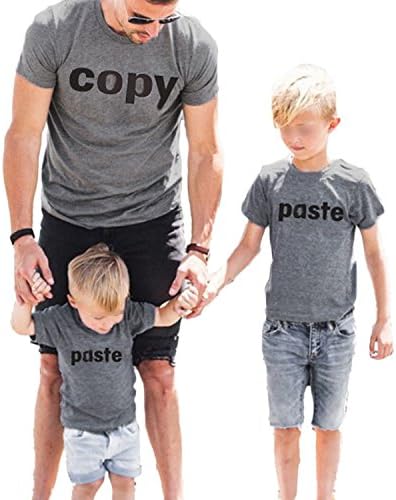 Daddy and Baby Matching Copy Paste Funny Letter Print T-Shirt Short Sleeve Top Blouse Summer Family Shirts Outfits