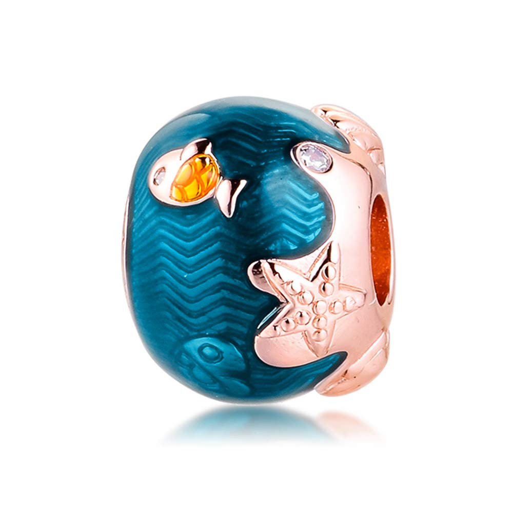 PANDOCCI 2020 Summer Shimmering Ocean Waves & Fish Bead 925 Silver DIY Fits for Original Pandora Bracelets Charm Fashion Jewelry