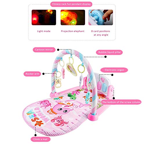 Baby Play Mat Game Carpet Crawling Mat Music Fitness Rack 2 in 1 Educational Toys Piano Blanket Activity Gym Toy Light Sound Baby Girl Boy 0-4 Year