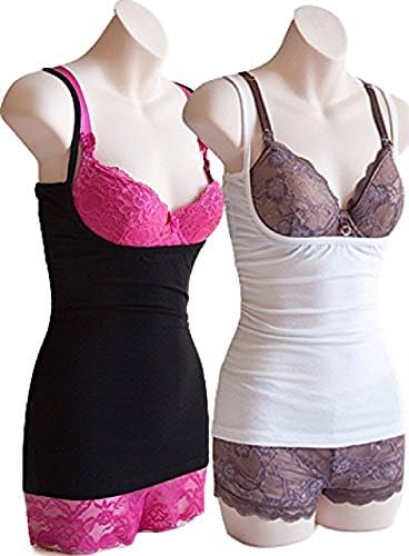The Naked Nursing Tank Open Busted Breastfeeding Tank Top 2pack–B&amp;W (X-Large)