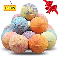 Bath bombs Gift Set 16 Organic Bubble Bath Handmade Shea Butter Dry Skin Moisturize Spa Bubble Bath Birthday Gift idea For Her Him Natural Essential Oils Lush gift baskets Spa Fizzies Bath Pear