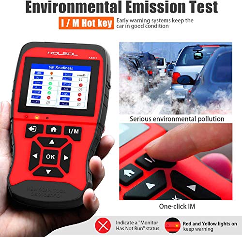 KOLSOL Code Reader OBDII Scan Tool for Universal Vehicles EOBD Automotive Scanner Diagnostic Tool KS501 (KS04-Red)