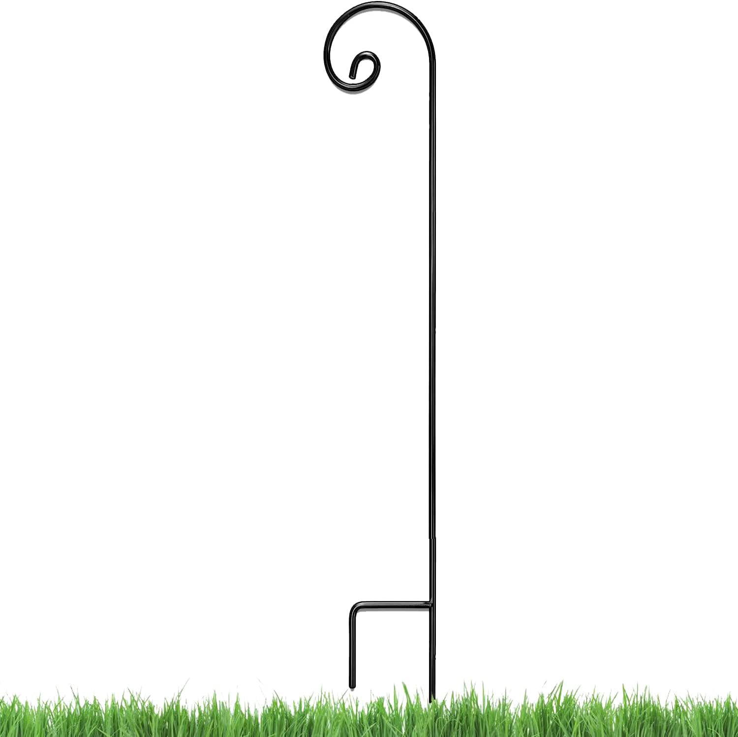 Outdoor Shepherd's Hooks - Ashman Black Shepherd Curled Hook 92 Inch (1 Pack), 1/2-Inch Diameter Thick, Super Strong, Rust Resistant Steel Hook Ideal for Hanging Heavy Plant Baskets, Bird Feeders, Solar Lights, Flower Pots