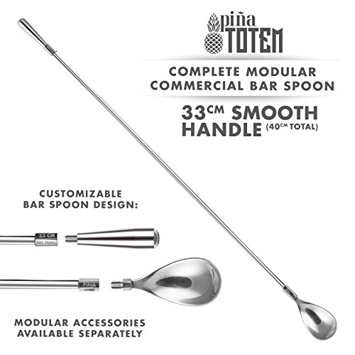 PiÃ±a Barware Totem Modular Cocktail Stirrer - 304 Stainless Steel Adaptable Bar Spoon (33cm Smooth Handle, 40cm Total Length)