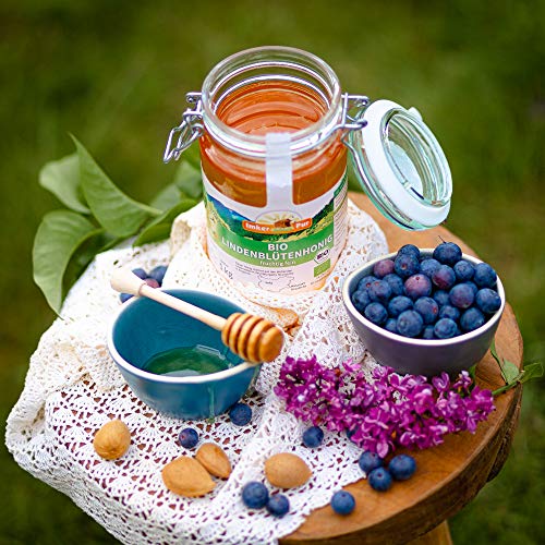 Bio-Lindenblüten-Honig von ImkerPur, 1 kg, im wiederverw. Vorratsglas, naturbelassen, fein-fruchtig, mit einer erfrischenden Zitronen-Note (Bio, 1 kg) – Bild 4