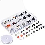Paxcoo 200pcs 8mm Lava Stone Beads with Gemstone Beads for Essential Oil Bracelet Jewelry Making