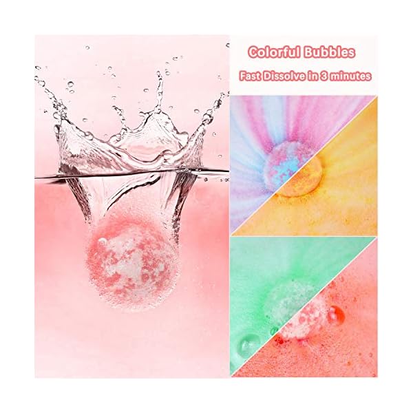 Panspace Bath Bomb Gift Set for Women, 4 Organic Bath Bombs with 2 Scented Candles & 1 Dried Rose Petals, Bubble Fizzies…