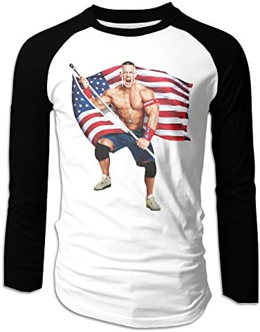 LOVEGIFTTO MEN Mens WWE John Cena American Flag Long Sleeve Comfort Raglan Tee Shirt X-Large
