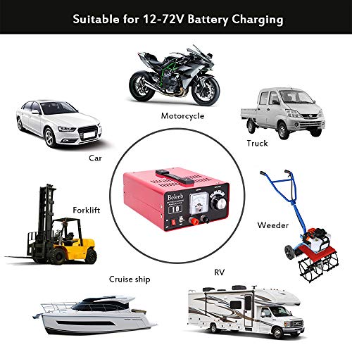 Battery Chager,12V/10A(max),24V/6A(max) Voltage Current Adjustable Automotive Battery Charger,40-100Ah Trickle Charger for Car Truck Boat Motorcycle RV