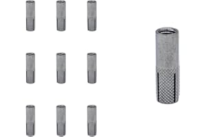 Tutuxio Drop-in Anchor, 10pcs 1/4" 304 Stainless Steel Knurled Drop-in-Anchor Expansion Screws for Solid Concrete