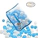 Lightaling 100pcs White & Blue Ocean Balls & Pit Balls Soft Plastic Phthalate & BPA Free Crush Proof - Reusable and Durable Storage Mesh Bag with Zipper