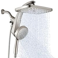 High Pressure Rain Shower Head: Upgrade Shower Heads with Handheld Spray Combo with Fixed Showerhead and 10 Sprays Handheld Shower Head, Detachable Showerheads Built-in Magnetic Docking and Power Jets