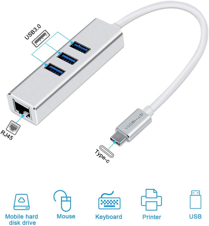 4-in-1 USB C 3.1 Data Transfer Adapter, Gigabit LAN Network Converter Splitter, 4-Ports USB Hub with Ethernet Port 10/100/1000 Mbps Supports Win 7/8/10, Mac OS, Linux, Vista: Computers & Accessories