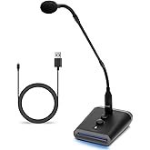 Movo GM-7 Professional 18-inch Gooseneck Microphone and USB Interface Base with RGB Lights, Gain, Mute - Podium Microphone with Stand for Streaming, Meetings, Lectures - USB Mic for Mac and PC