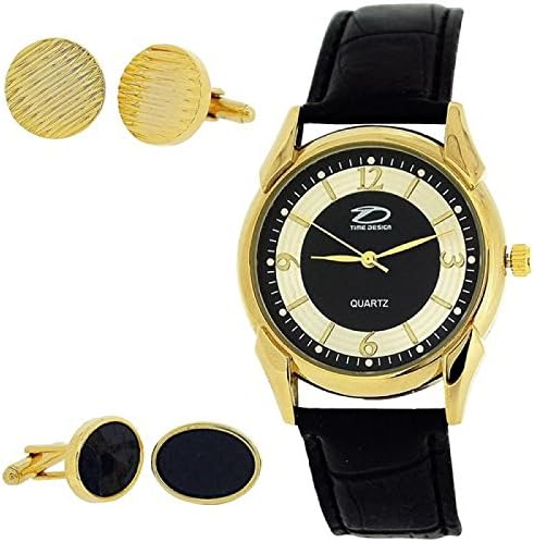 Time Design Gents Analogue Watch &amp; Two Pair Of Cufflinks Gift Set TDX0713G30