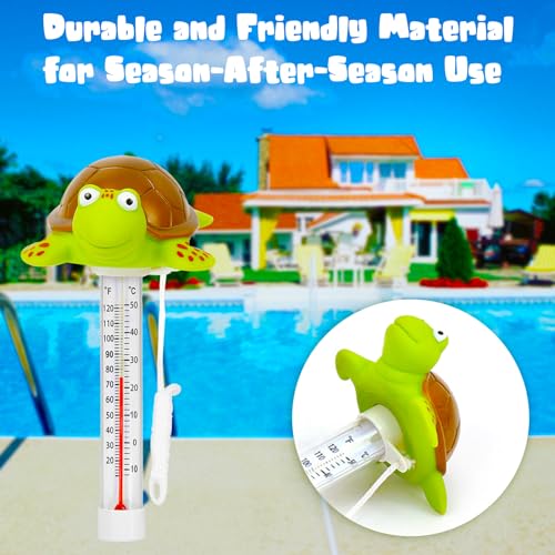 XY-WQ Floating Pool Thermometer, Large Size Easy Read for Water Temperature with String - Swimming Pools, Spas, Hot Tubs, Ponds (Turtle)