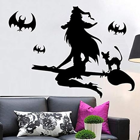 Wandaufkleber Halloween Fliegende Hexen Wohnzimmer Wand Fenster Outdoor