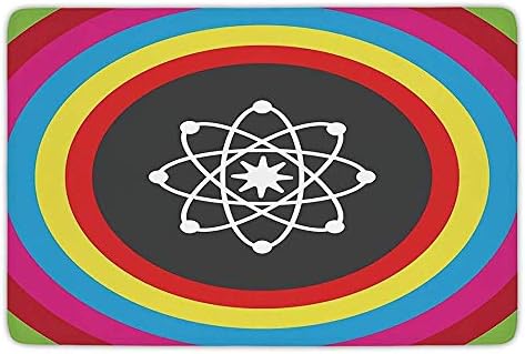 K0k2t0 Bathroom Bath Rug Kitchen Floor Mat Carpet,Science Decor,Atom Model Colorful Circles Molecule Chemistry Biology Physics Lab Orbit,Multicolor,Flannel Microfiber Non-Slip Soft Absorbent