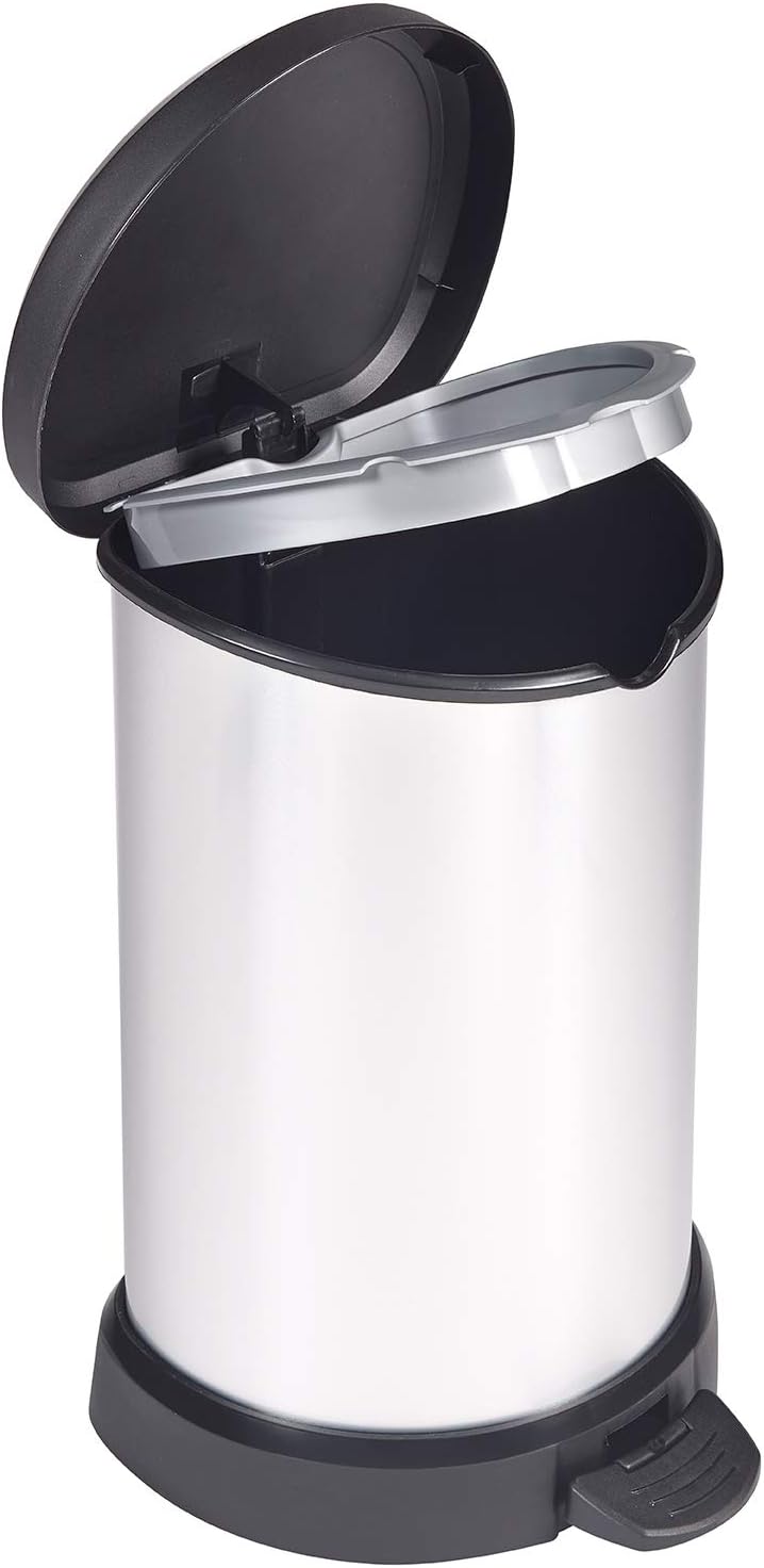 Curver Metal Effect Waste Food Bin, Silver, 20 Litre, metallic, 27x31x45 cm - Image 4