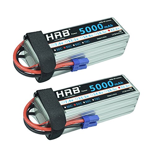 HRB 2pcs 6S 5000mAh 22.2v 50C-100C with EC5 Plug RC Lipo Battery For RC Quadcopter Airplane Helicopter Car Truck 500 600 Helicopter(6.1×1.89×1.81inch) - Thumbnail 7
