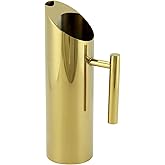 QWORK Gold-Copper Plated Stainless Steel Water Pitcher, 53oz/1.5L Capacity with Handle for Water, Cocktails and More, Ideal for Weddings, Home, Bars