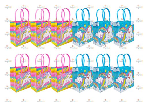 TINYMILLS Unicorn Party Favor Bags Treat Bags, 12 Pack