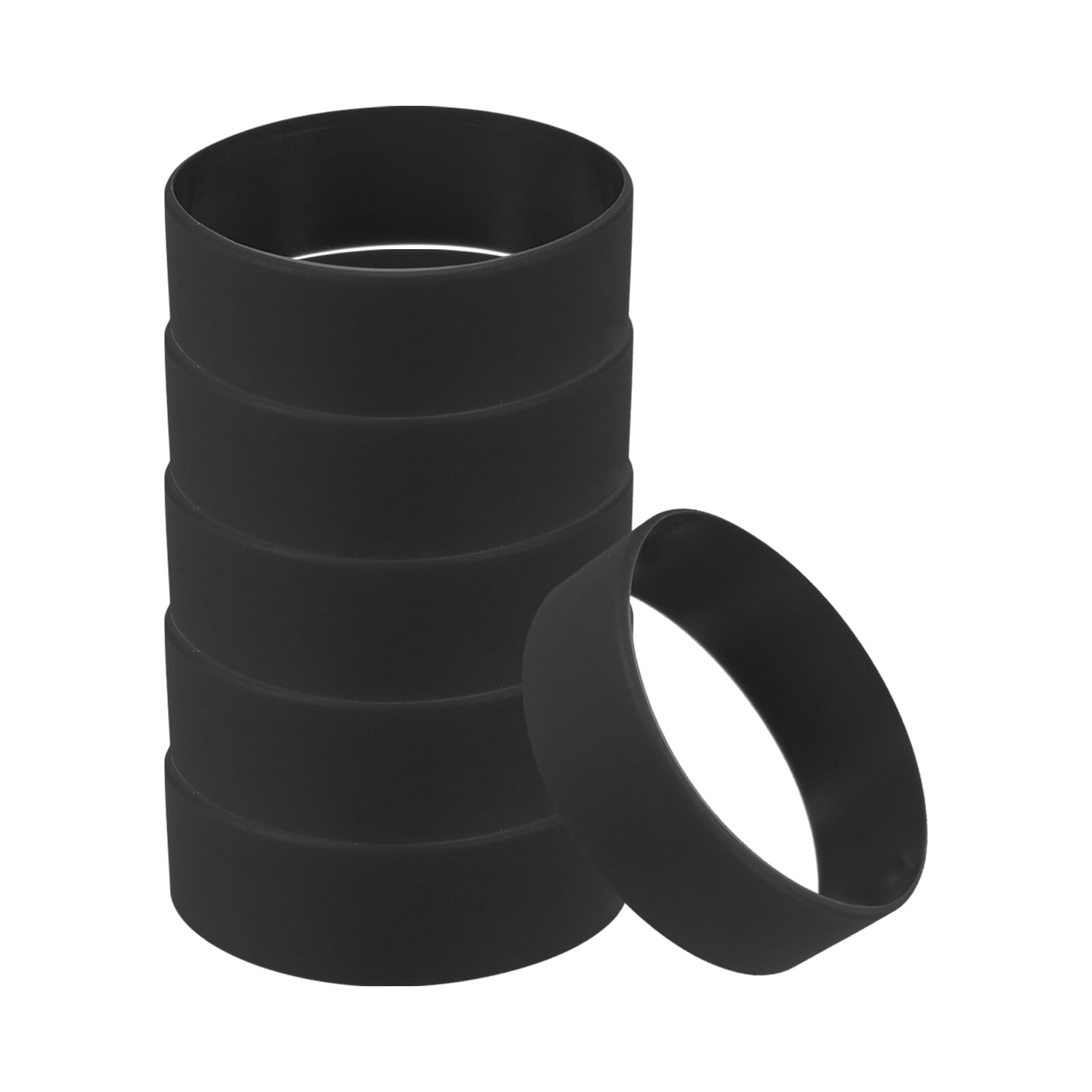 PATIKIL Silicone Bracelets, 6 Pack Rubber Elastic Colored Blank Broaden Wristbands Stretch Sports Bands for Adults Teen Sports Team Games, Black