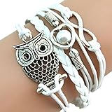 Susenstone® Fashion Women Lovely Infinity Owl Pearl Multilayer Charm Leather Bracelets