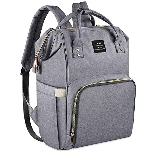 Diaper Backpack, Large Capacity Baby Bag, Multi-Function Travel Backpack Nappy Bags, Nursing Bag, Fashion Mummy, Roomy Waterproof for Baby Care, Stylish and Durable, Linen Grey