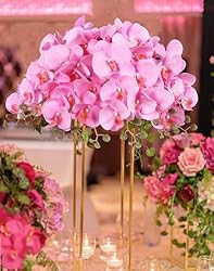 ICBOX 6 PCS Orchids Artificial Flowers Pink Fake