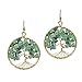 Eternal Tree of Life Green Quartz Branch Brass Dangle Earrings