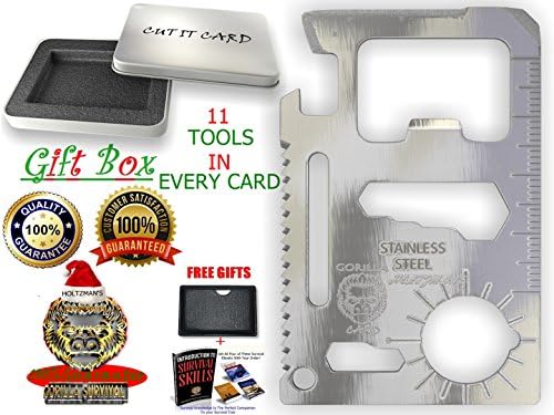 Multipurpose Credit Card Sized Survival Multitool Gift Tin Box: This Multi-Use Tool is Sized to Easily Fit in Your Wallet or Pocket (Gift Tin SIlver)