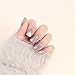 Yean Set of 24 False Nails Bridal Purple Grey Silver Powder Press on Nails Shoet Nail Vintage Full Cover Size Glossy Fake Nail Tips Nail strips with Glue and Adhesive Tab for women and girls