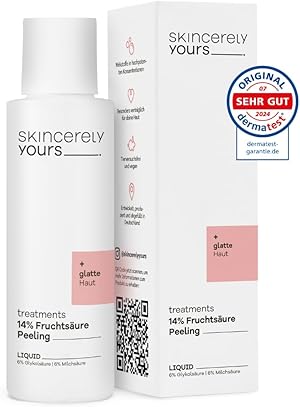 Fruchtsäure Peeling 100 ml I Mit 14% Fruchtsäuren und Grüntee Extrakt I Zellerneuernd I Gegen Pickel und Pigmentflecken I Anti-Aging Effekt I Vegan I AHA-Peeling