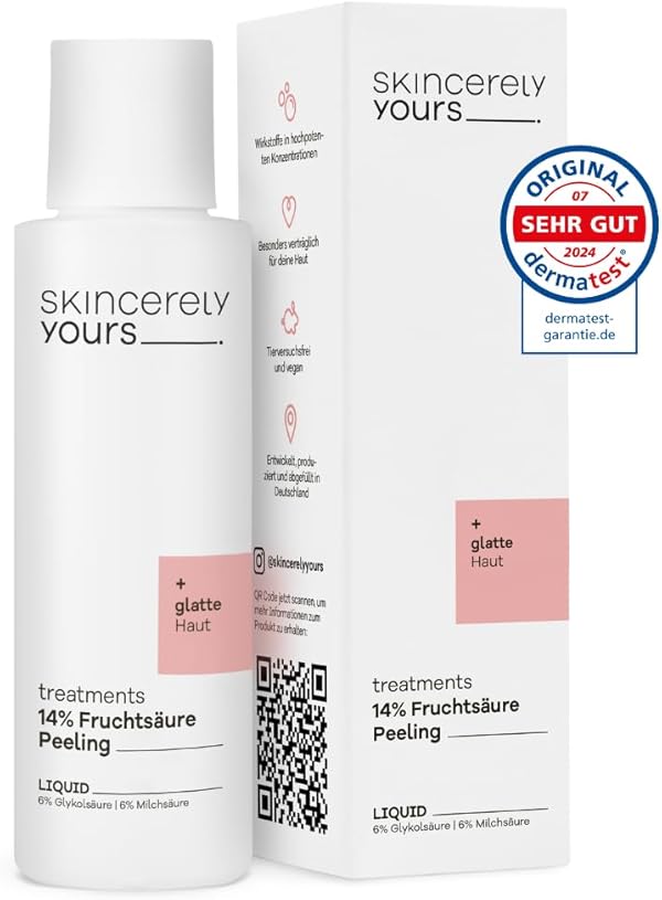 Fruchtsäure Peeling 100 ml I Mit 14% Fruchtsäuren und Grüntee Extrakt I Zellerneuernd I Gegen Pickel und Pigmentflecken I Anti-Aging Effekt I Vegan I AHA-Peeling