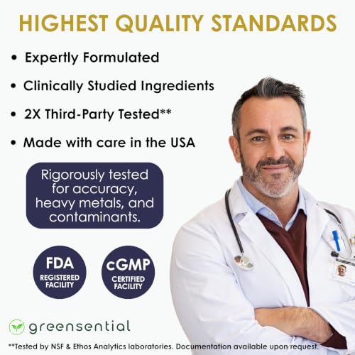 Greensential 5-in-1 Magnesium Complex w/Glycinate | 2-Month Supply | Sleep & Muscle Support, Chelated for Max Absorption, Made in USA, GMP Certified, 2X 3rd Party Tested, 120 Capsules