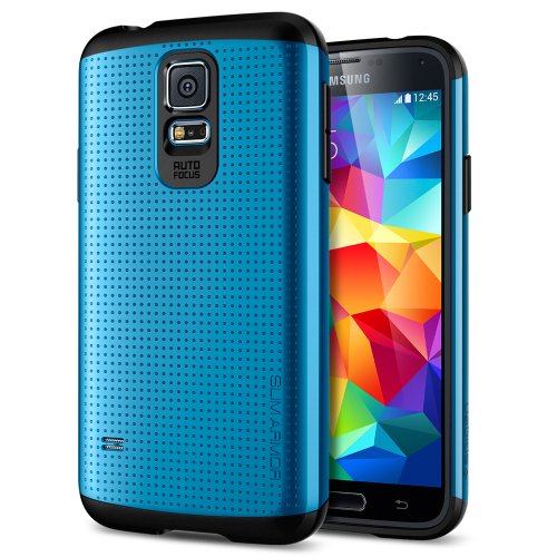 Galaxy S5 Case, Spigen [Slim Armor] AIR CUSHION [Electric Blue] DOTTED Design Slim Fit Dual Layer Protective Case for Galaxy S5 (2014) - Electric Blue (SGP10753)
