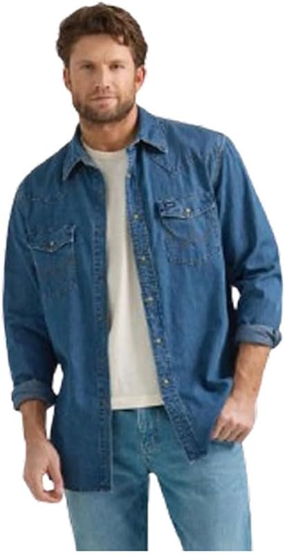 Herren Denim Collection Snap Shirt, Dark Wash Denim, Klein