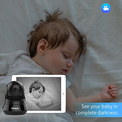FREDI WiFi Wireless Camera with Remote Viewing Indoor Pan/Tilt Security IP Camera Baby Monitor Plug & Play, 2-Way Talking (Black)