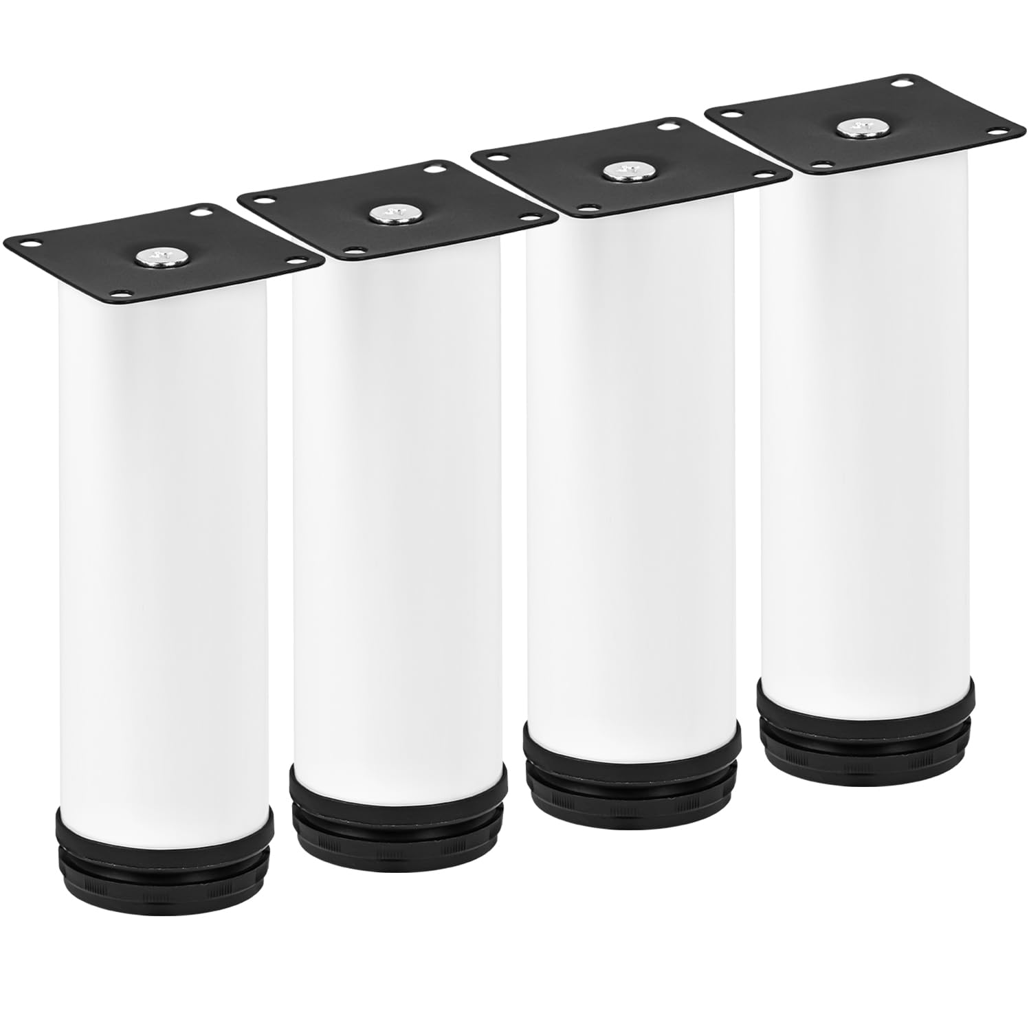 TCHOSUZ 8 Inch Metal Furniture Legs, Stainless Steel White Round Table Sofa Legs Couch Feet with Screws,Modern Furniture Replacements Feet for DIY Cabinet Nightstand TV Bench Stand 4 Pieces 20cm