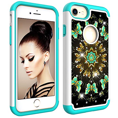 iPhone 8 Case, iPhone 7 Case, iPhone 6/6S Case, Dooge Bling Sparkly Diamond Case Dual Layer Full Body Armor Defender Anti-Scratch Shockproof Protective Rugged Holster Case for iPhone 6/6s/7/8