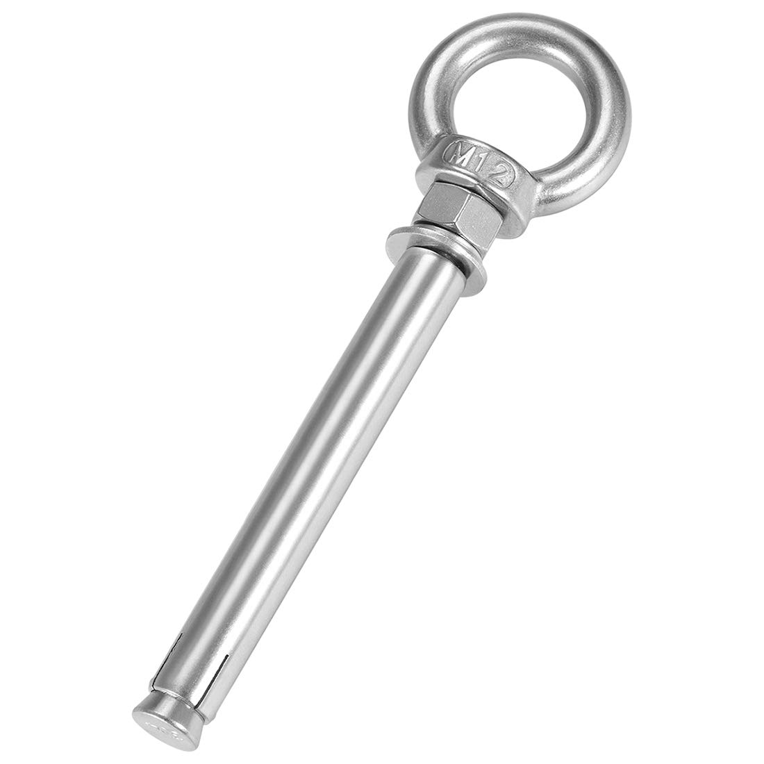 sourcing map M12 x 150 Expansion Eyebolt Eye Nut Screw with Ring 304 Stainless Steel Anchor Raw Bolts 1 Pcs