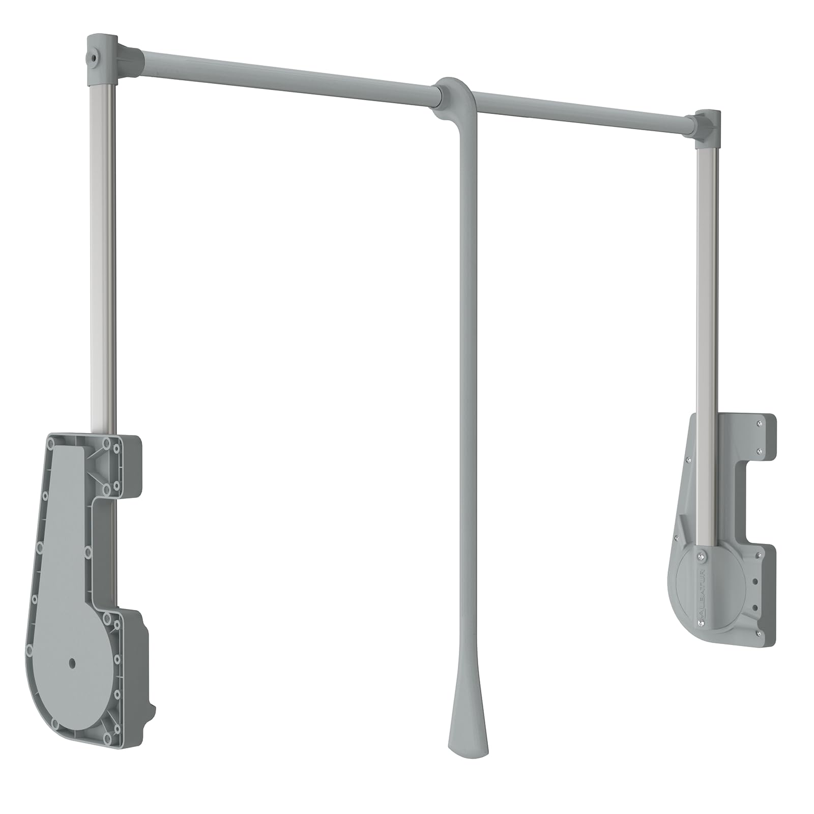 Decoranddecor Adjustable Pull Down Wardrobe Rail, 750mm-1150mm, 15kg Capacity Clothes Rail with Soft Close, Hanging Rail for Sliding and Hinged Wardrobes in Light Grey