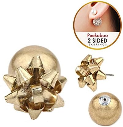 Christmas theme double sided front and back earring - gift box bow (WG)