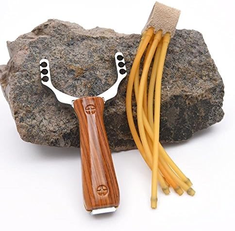 Slingshot, Casety Powerful Zn Alloy Slingshot Bow Catapult for Outdoor Fishing Hunting CS War - Brown