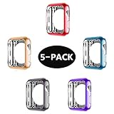 Apple Watch Case, UBOLE Scratch-resistant Flexible Lightweight Plated TPU Full Body Protective Case for iWatch Series 3, Series 2, series 1 (5PACK-2 38mm)