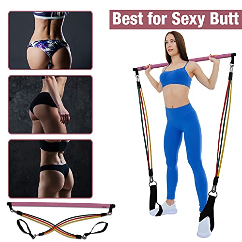WOLABAL MultiFunctional Pilates Bar Kit with 3 Level Resistance Bands