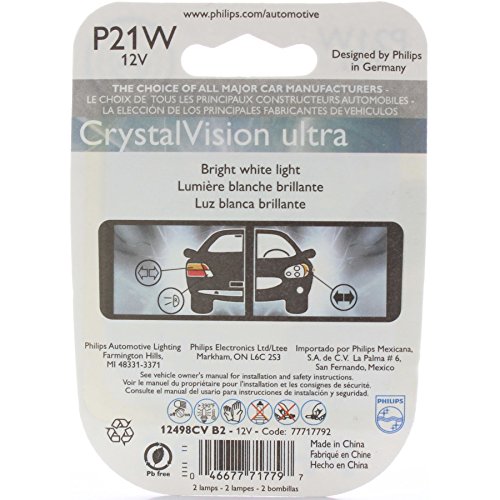 Philips P21W CrystalVision ultra Miniature Bulb, 2 Pack