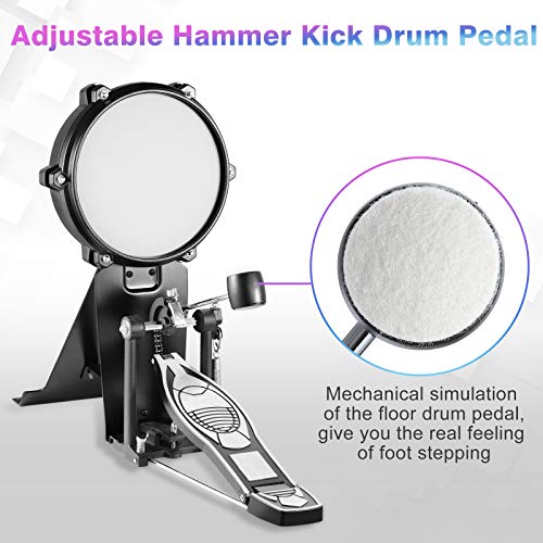 ZHRUNS Electronic Drum Set, Mesh Kit with Collapsible 3Post Rack